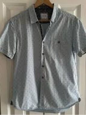 Jachs New York Men’s Printed Short Sleeve Button Down Shirt - Light Blue